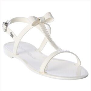 Stuart Weitzman Mellie Bow Jelly Flat Sandals